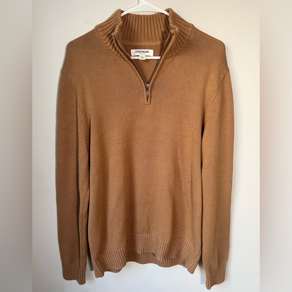 Goodthreads Men's Soft Cotton Quarter Zip Sweater Size Medium Pullover - Picture 4 of 11